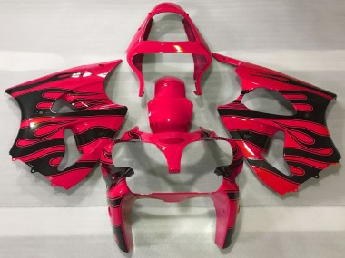 Buy 2000-2002 Red Black Flame Kawasaki ZX6R Motorcycle Fairings UK