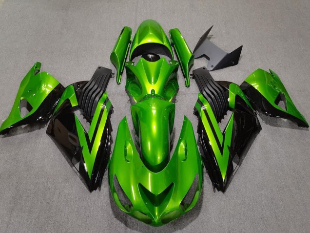2006-2011 Green Glossy Black Kawasaki ZX14R Motorcycle Fairings UK