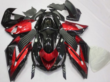 Buy 2006-2011 Red Glossy Black Stripe Kawasaki ZX14R Motorcycle Fairings UK