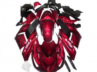 Buy 2006-2011 Red Black Flame White Ninja Kawasaki ZX14R Motorcycle Fairings UK