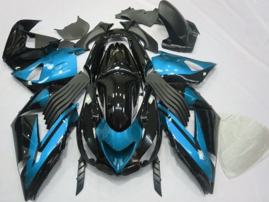 Buy 2006-2011 Light Blue Glossy Black Kawasaki ZX14R Motorcycle Fairings UK