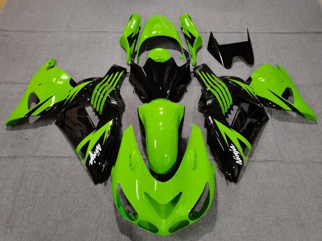 2006-2011 Green Glossy Black White Ninja Kawasaki ZX14R Motorcycle Fairings UK