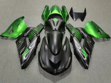Buy 2006-2011 Green Matte Black Kawasaki ZX14R Motorcycle Fairings UK