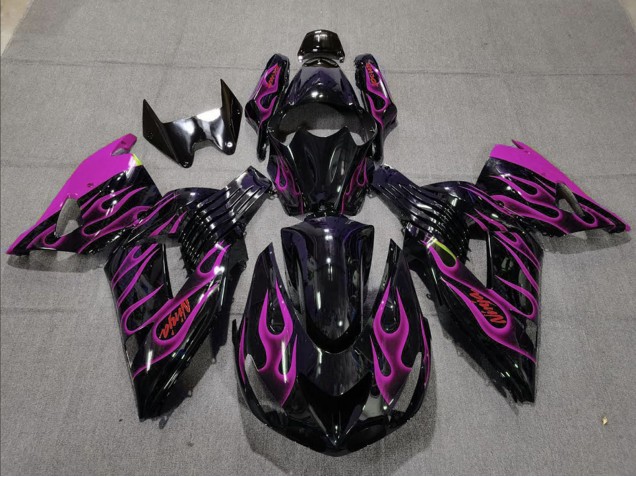 2006-2011 Glossy Black Purple Flame Kawasaki ZX14R Motorcycle Fairing UK