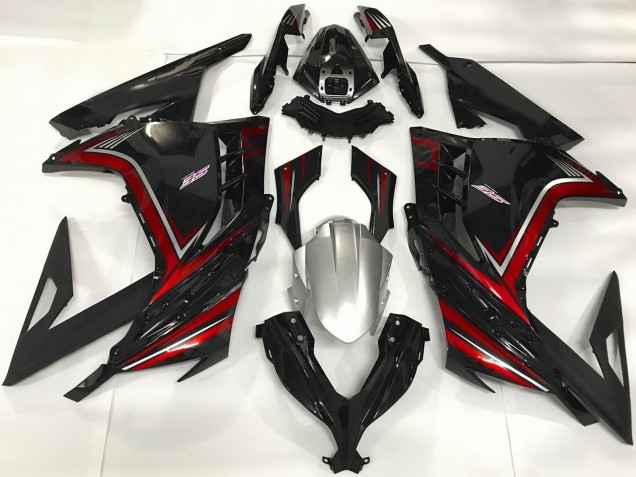 2013-2018 Glossy Black Red Kawasaki Ninja 300 Motorcycle Fairings UK