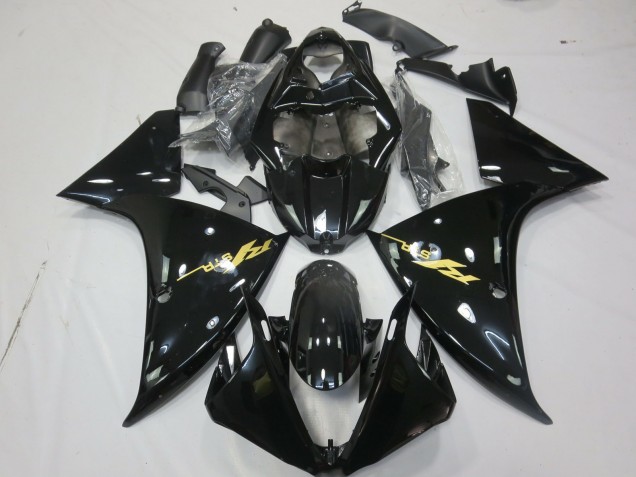 2009-2011 Glossy Black Gold Decal Yamaha R1 Motorcycle Fairings UK