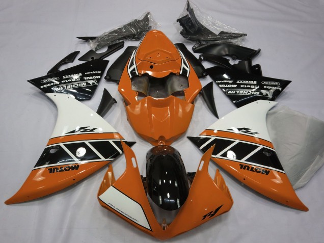 2012-2014 Orange White Glossy Black Yamaha R1 Motorcycle Fairings UK