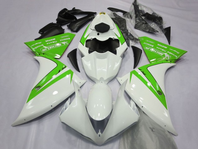 2012-2014 White Green Yamaha R1 Motorcycle Fairings UK