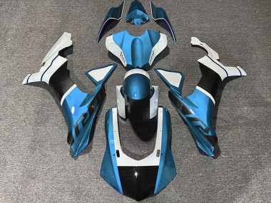 Buy 2015-2019 Light Blue White Carbon Fiber Accents Yamaha R1 Motorcycle Fairings UK