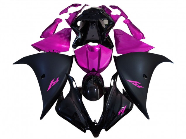 2012-2014 Glossy Black Matte Black Pink Yamaha R1 Motorcycle Fairings UK