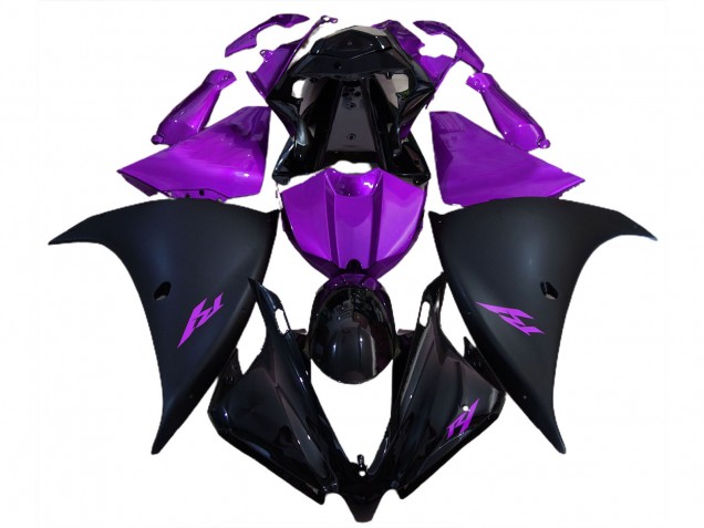 2012-2014 Glossy Black Matte Black Purple Yamaha R1 Motorcycle Fairings UK
