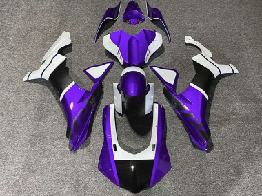 Buy 2015-2019 White Purple Carbon Fiber Accents Yamaha R1 Motorcycle Fairings UK