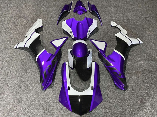 2015-2019 White Purple Carbon Fiber Accents Yamaha R1 Motorcycle Fairings UK