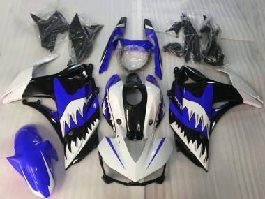 Buy 2015-2018 White Blue Glossy Black Shark Yamaha R3 Motorcycle Fairings UK