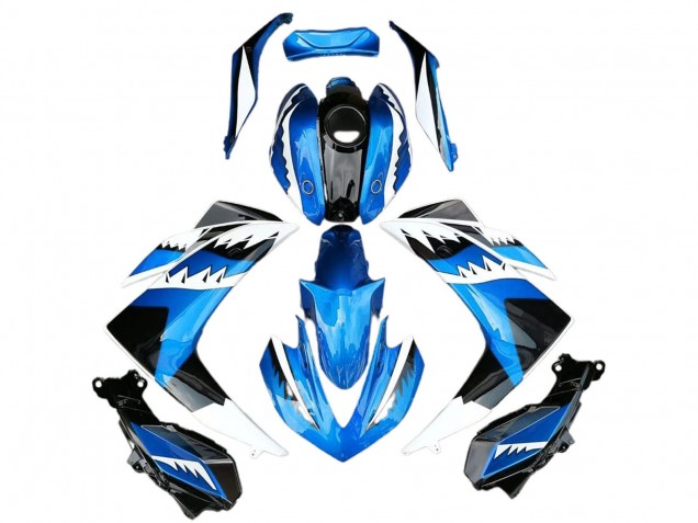2015-2018 Blue White Black Shark Yamaha R3 Motorcycle Fairing UK