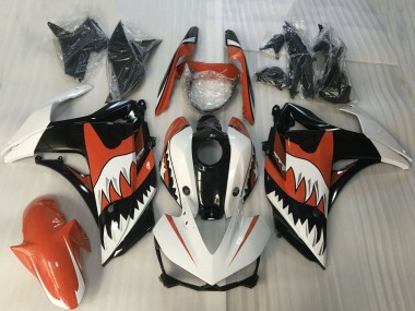 Buy 2015-2018 White Orange Glossy Black Shark Yamaha R3 Motorcycle Fairings UK