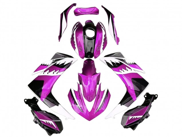 2015-2018 Pink White Glossy Black Shark Yamaha R3 Motorcycle Fairings UK