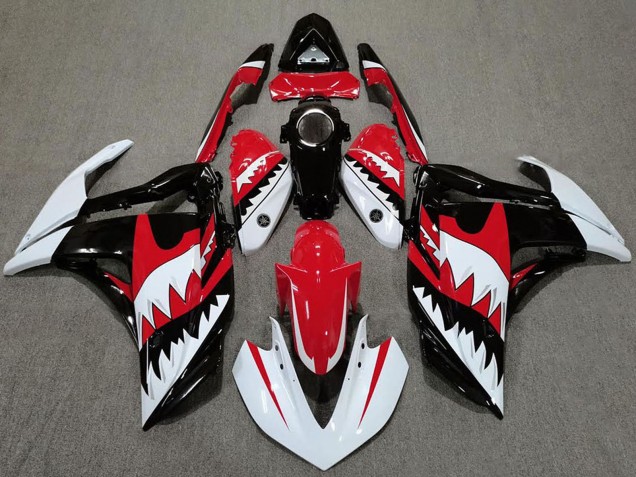 2015-2018 White Red Black Shark Yamaha R3 Motorcycle Fairings UK