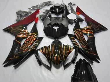 Buy 2008-2016 Red Glossy Black Gold Flame Yamaha R6 Motorcycle Fairings UK