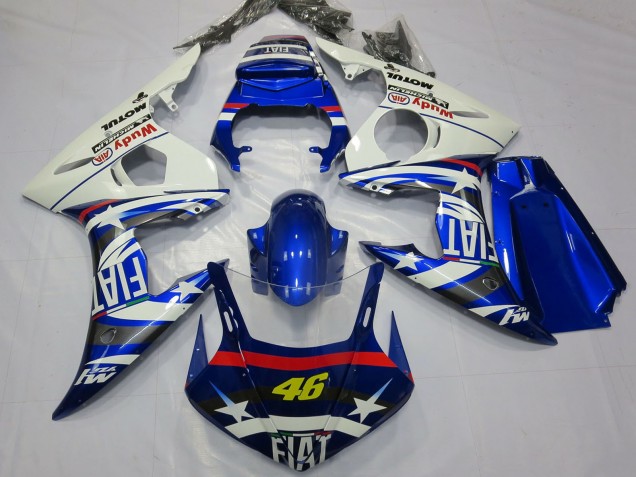 2003-2004 White Blue Fiat Michelin Motul 46 Yamaha R6 Motorcycle Fairings UK