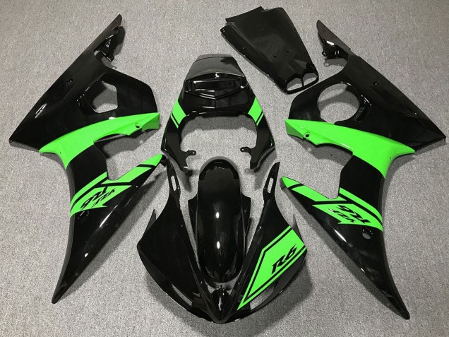 2003-2004 Glossy Black Green Yamaha R6 Motorcycle Fairings UK