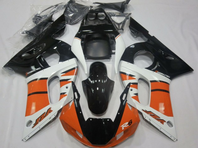 1998-2002 White Orange Glossy Black Yamaha R6 Motorcycle Fairings UK