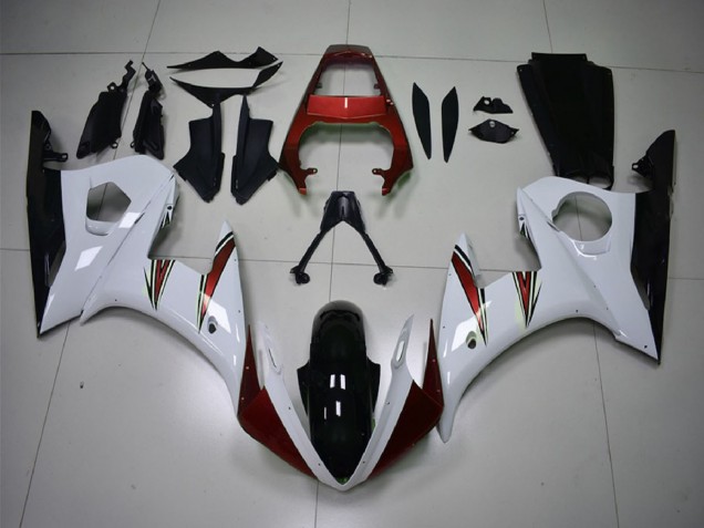 2003-2004 White Red Glossy Black Yamaha R6 Motorcycle Fairings UK