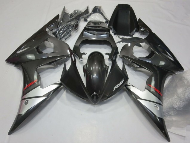 2005 Glossy Black Silver Yamaha R6 Motorcycle Fairings UK