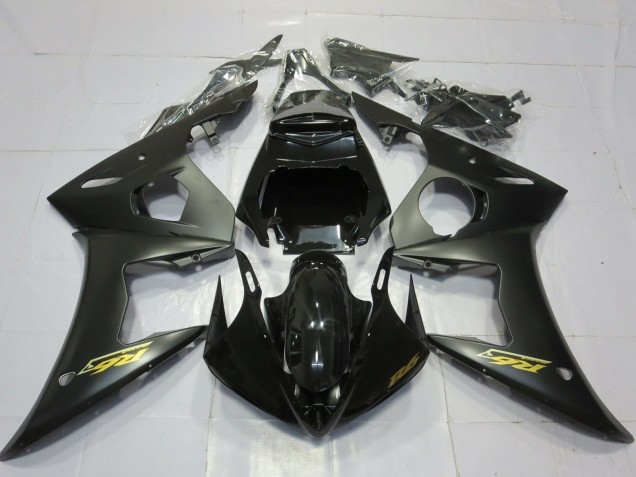 2003-2004 Glossy Black Matte Black Gold Decals Yamaha R6 Motorcycle Fairings UK