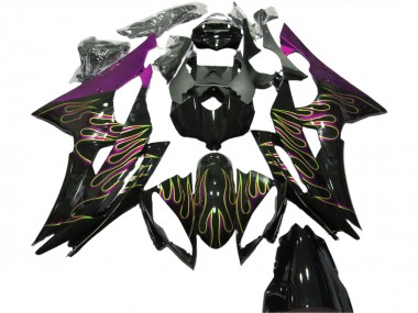 Buy 2008-2016 Purple Glossy Black Gold Flame Yamaha R6 Motorcycle Fairings UK