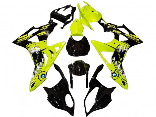 2009-2014 High Viz Yellow Glossy Black Shark BMW S1000RR Motorcycle Fairings UK