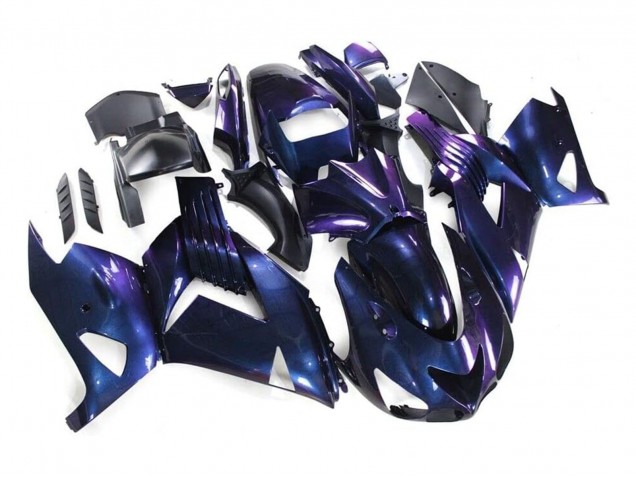 2006-2011 Chameleon Blue Purple Kawasaki ZX14R ZZR1400 Motorcycle Fairings UK