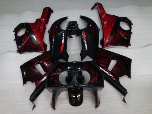 1990-1999 Glossy Black Red Flame Honda CBR400RR NC29 Motorcycle Fairings UK