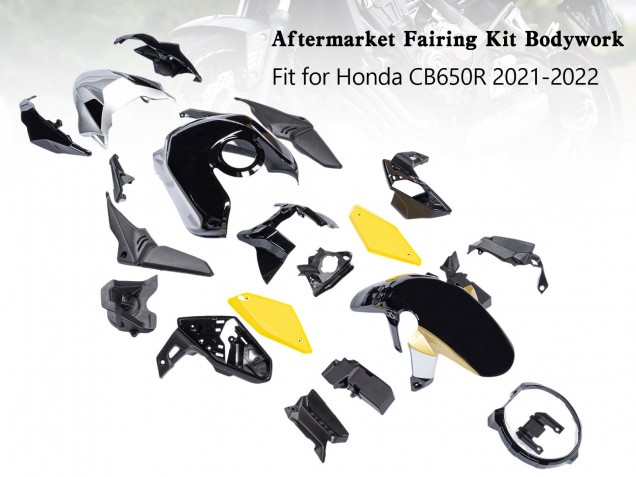 2019-2022 Black Yellow Honda CB650R Motorcycle Fairings UK