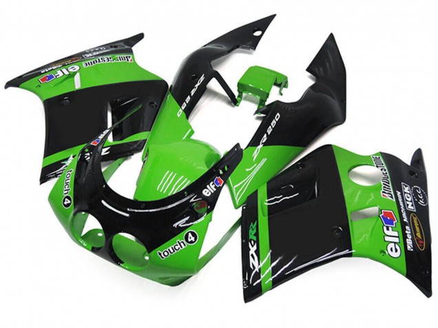 1989-1990 Green Glossy Black Elf Touch4 Bridgestone Kawasaki ZXR250 Motorcycle Fairings UK