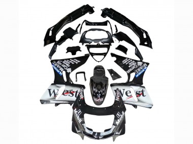Buy 1993-2007 Glossy Black White West Kawasaki ZZR400 Motorcycle Fairings UK