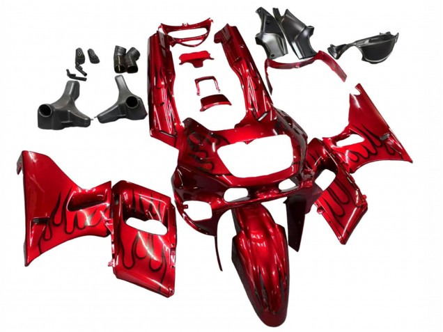 1993-2007 Red Black Flame Kawasaki ZZR400 Motorcycle Fairings UK