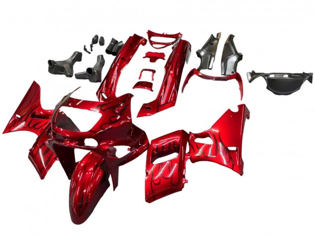 1993-2007 Red Black Flame Kawasaki ZZR400 Motorcycle Fairings UK