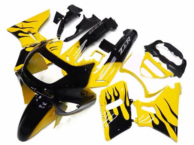 1993-2007 Yellow Black Flame Kawasaki ZZR400 Motorcycle Fairings UK