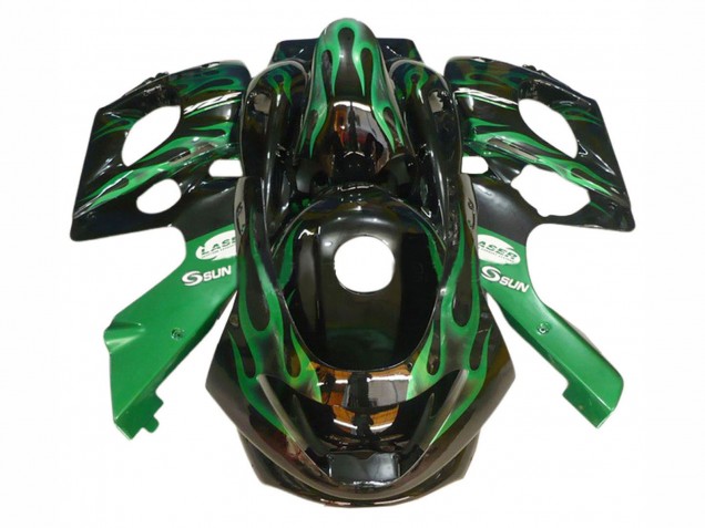 1996-2007 Black with Dark Green Flame Yamaha YZF600R Thundercat Motorcycle Fairings UK