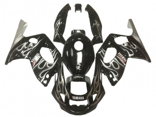 1996-2007 Glossy Black Silver Flame Yamaha YZF600R Thundercat Motorcycle Fairings UK