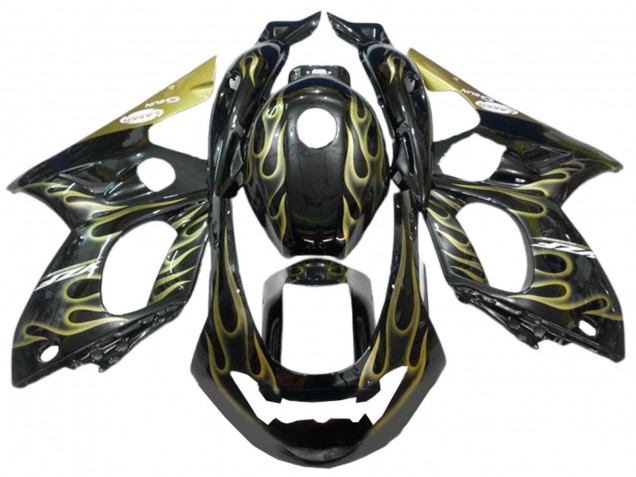 1996-2007 Black with Gold Flame Yamaha YZF600R Thundercat Motorcycle Fairings UK