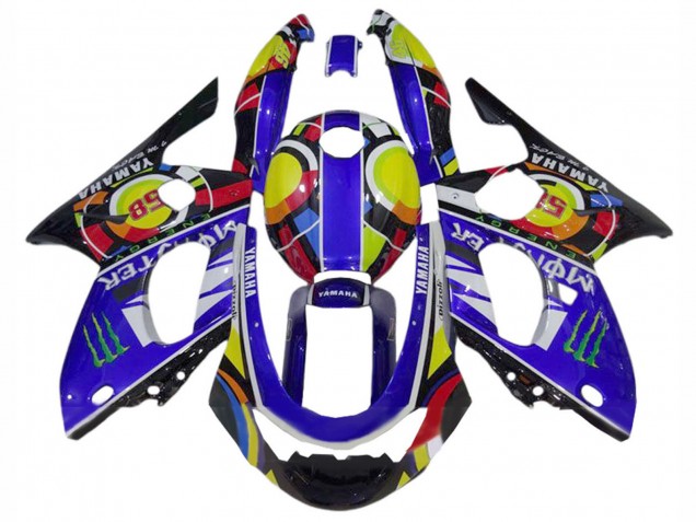 1996-2007 Blue Black White Yellow Monster 46 Yamaha YZF600R Thundercat Motorcycle Fairings UK