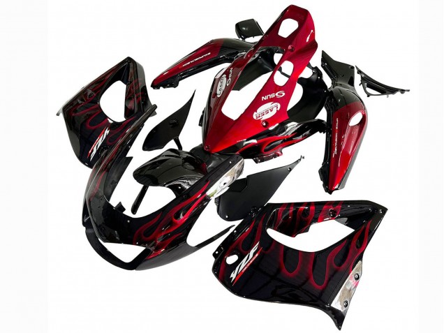 1997-2007 Black with Red Flame Yamaha YZF 1000R Thunderace Motorcycle Fairing Kits UK
