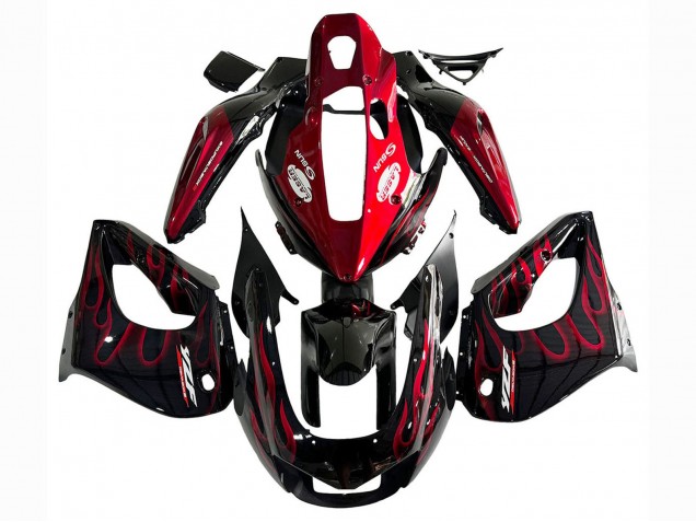 1997-2007 Black with Red Flame Yamaha YZF 1000R Thunderace Motorcycle Fairing Kits UK