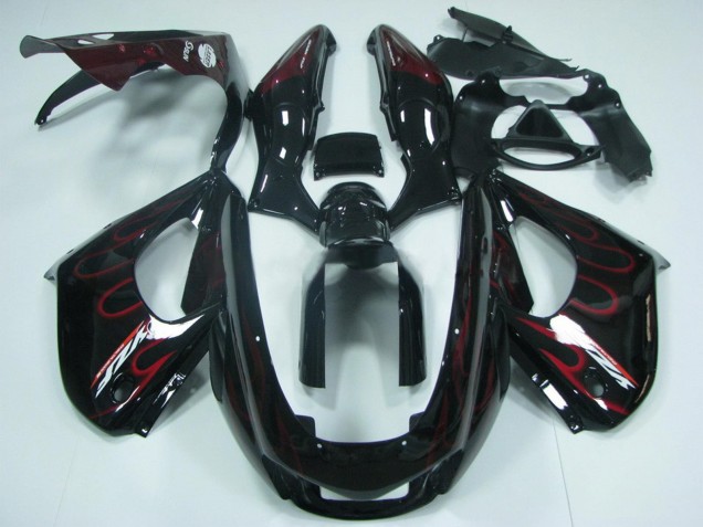 1997-2007 Black with Red Flame Yamaha YZF 1000R Thunderace Motorcycle Fairing UK
