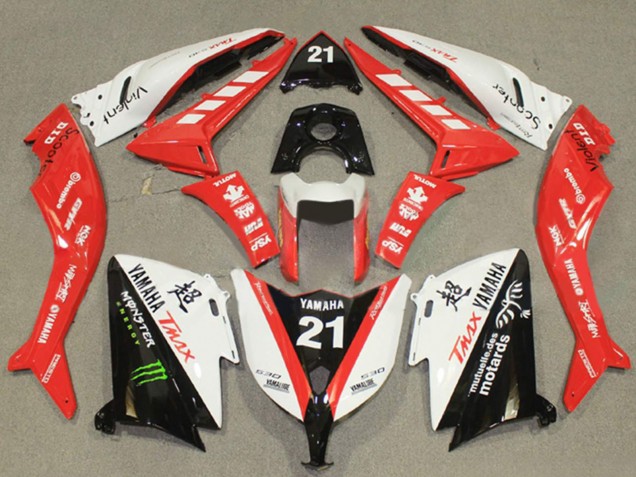 2012-2014 White Red Black Monster 21 Yamaha TMAX530 Motorcycle Fairings UK