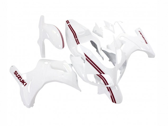 2003-2013 White with Dark Red Lines Suzuki SV650 Motorcycle Fairings UK