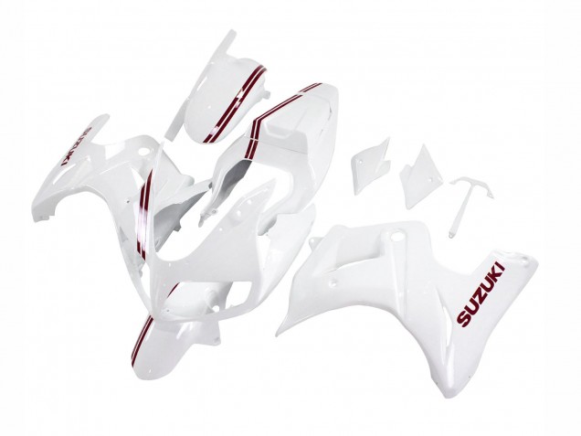 2003-2013 White with Dark Red Lines Suzuki SV650 Motorcycle Fairings UK