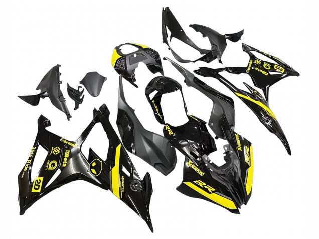 2019-2022 Glossy Black Yellow BMW S1000RR Motorcycle Fairings UK